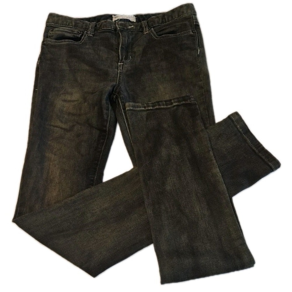 Free People Womens Size 27 Skinny Jeans Denim Pants Jeans‎ Green Tint Grunge